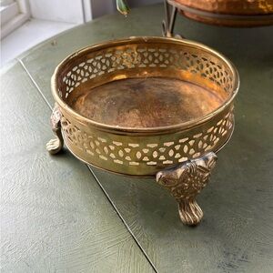 Brass Decorative Footed Bowl - Antique-Style Gold Serving Stand